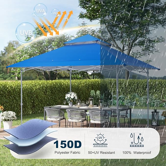 MASTERCANOPY 13x13 Pop-Up Canopy Tent Instant Shelter Outdoor Canopy with Wheeled Bag (Blue)