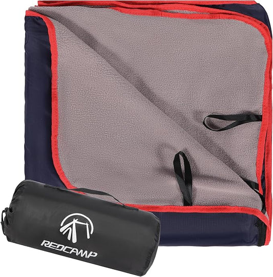 REDCAMP Large Waterproof Stadium Blanket for Cold Weather, Soft Warm Fleece Camping Blanket Windproof for Outdoor Sports, 71"x59" Dark Blue/Grey