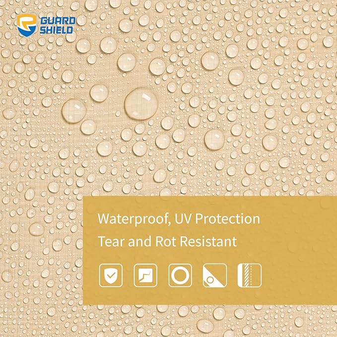 GUARD SHIELD Beige Tarp Heavy Duty Waterproof 20x30 Feet Outdoor Poly Tarps Cover Thick UV Resistant Canopy Tarpaulin with Grommets 10mil
