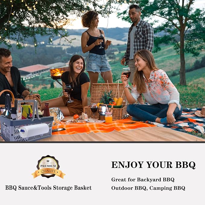 BBQ Sauce&Tools Storage Basket it more convenient for you to carry barbecue sauce tools outdoors, on the beach, and on barbecues, and it is easier to store barbecue sauce tools.