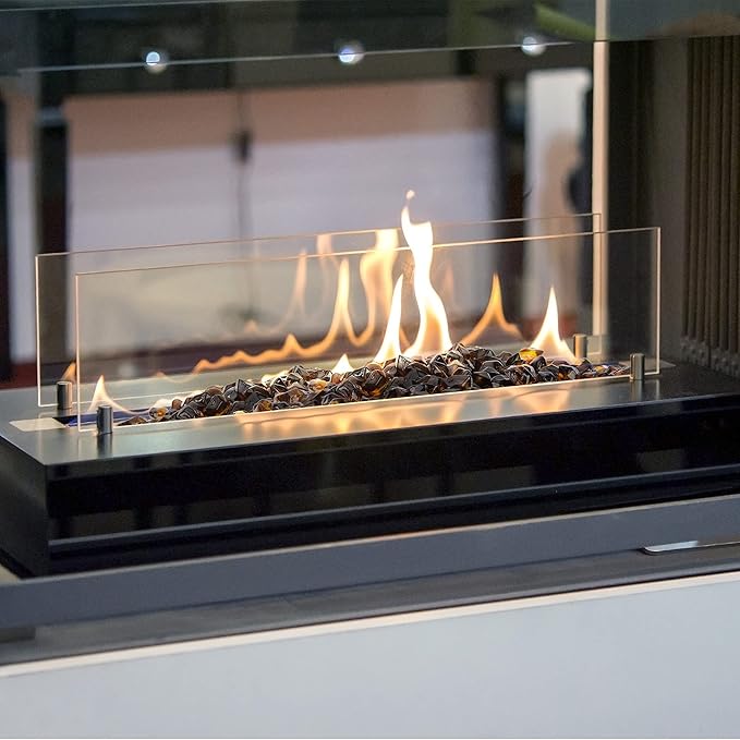 Stanbroil 10-Pound Fire Glass - 1/2 inch Polygon Fire Glass for Fireplace Fire Pit and Landscaping, Amber