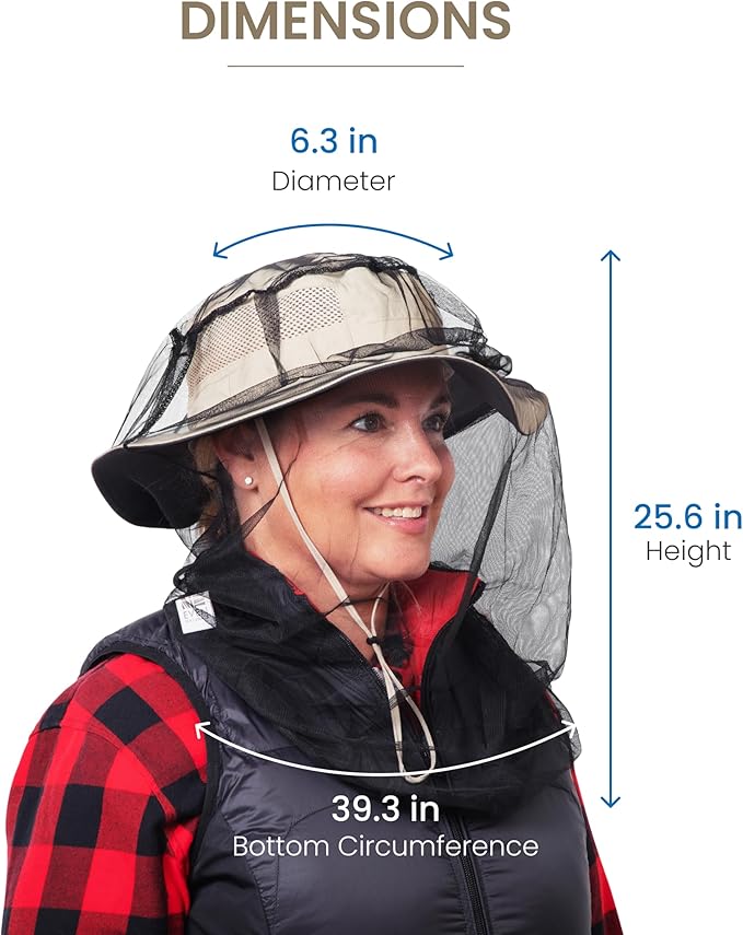 EVEN NATURALS Premium Mosquito Head Net - Ultra Large and Long, Extra Fine Holes, Mesh (39 * 26 * 25 inch)