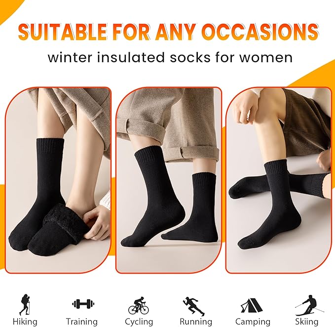 Velice Winter Warm Thermal Socks for Women Extra Thick Insulated Heated Crew Boot Socks for Cold Weather 5 Pairs
