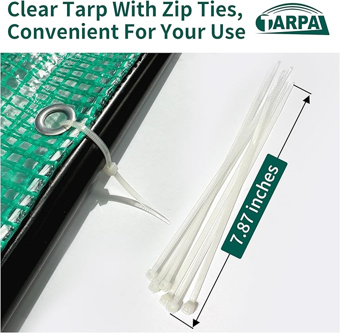 TARPAL 7'x12' Clear Green Tarp Heavy Duty Waterproof 12mil with Grommets or Zip Ties for Small Greenhouse for Outdoors Garden,Farm,Chicken Coops