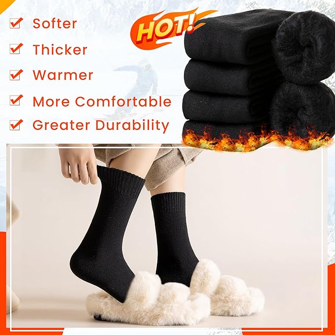 Velice Winter Warm Thermal Socks for Women Extra Thick Insulated Heated Crew Boot Socks for Cold Weather 5 Pairs