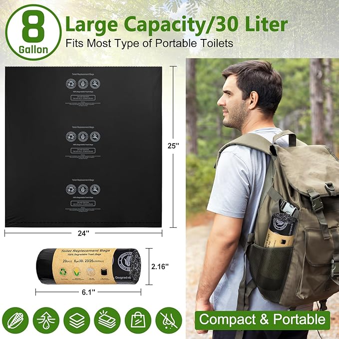 BLIKA Portable Toilet for Camping, 350LBS Stainless Steel Foldable Camp Travel Toilet with Soft Seat for Adults, Portable Potty for Camping, RV Travel, Road Trips, Includes Waste Bags with Gel