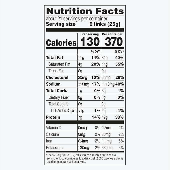 Duke's Pork Hot & Spicy Smoked Shorty Sausages, 7g Protein Per Serving, 2.5 oz. Snack Bags (Pack of 7)