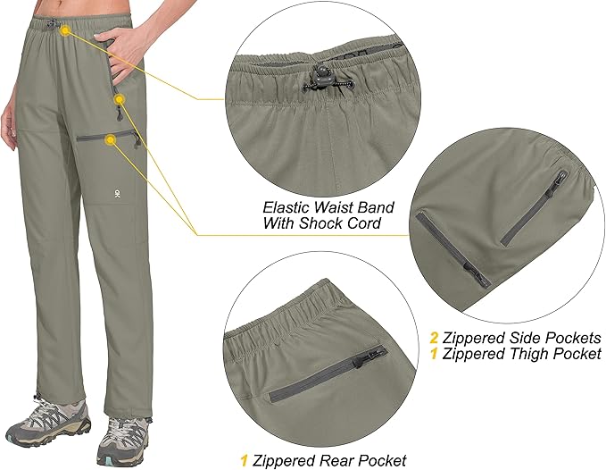 Little Donkey Andy Women's Lightweight Quick Dry Cargo Hiking Pants UPF 50+ Stretch Travel Casual Trousers