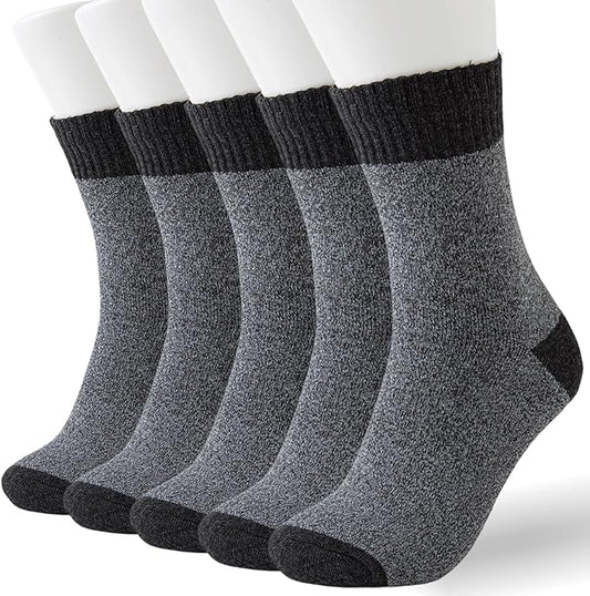 Josnown 5 Pairs Wool Socks Mens, Thick Warm Winter Thermal Cozy Boot Socks