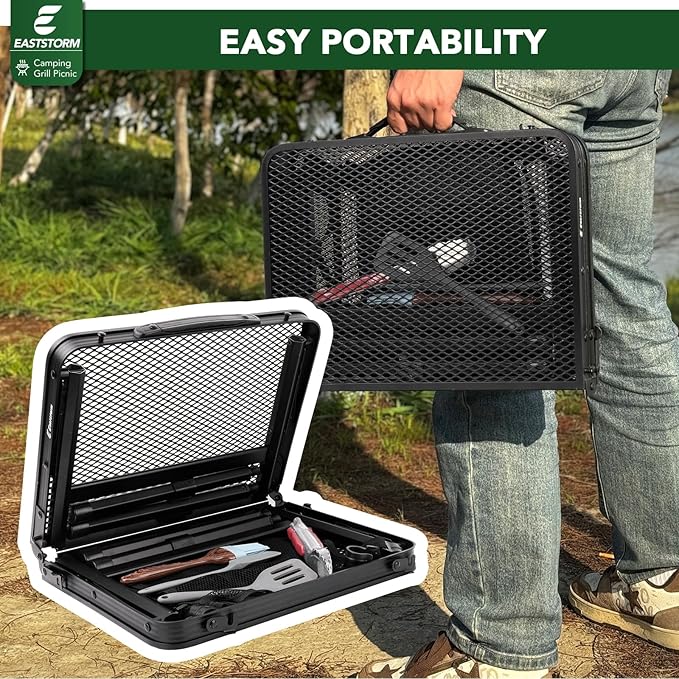 Folding Picnic Table for Grill Outdoor Camping Table with Portable Mesh Bag, Compact & Foldable for Easy Storage - Great for Picnic, Garden, Patio, Dining, BBQ, Party, Market 2Ft