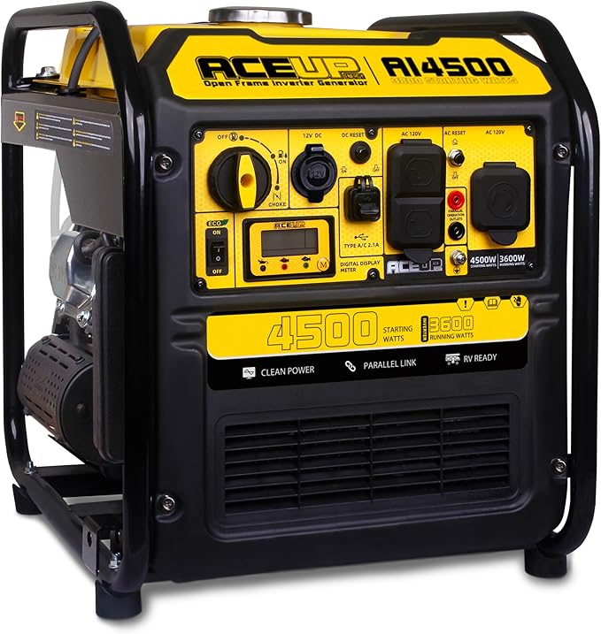 Aceup Energy 4500 Watt Inverter Generator 223CC, Gas Powered Generator for Home Use, Camping, EPA Compliant
