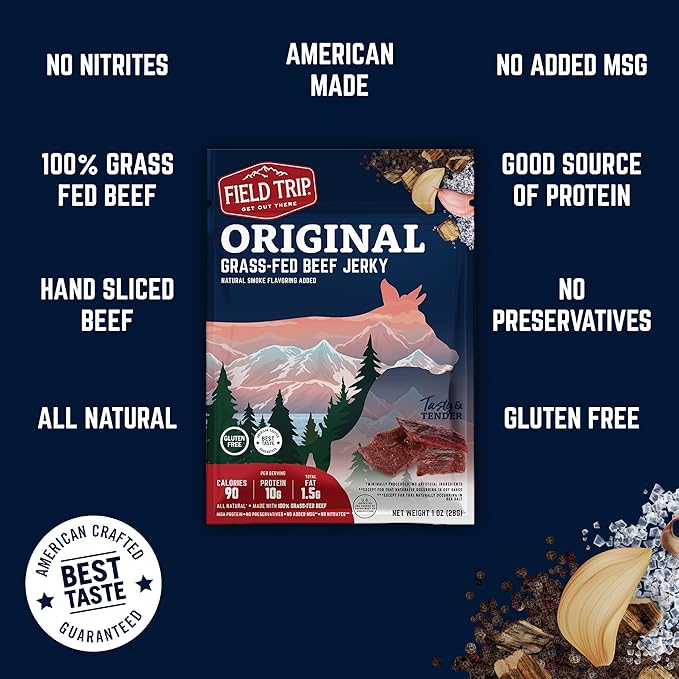 Field Trip Beef Jerky, Original, 1 Oz Bag, 12 Bags/carton
