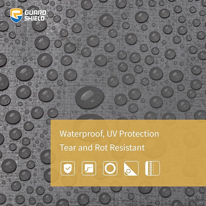 GUARD SHIELD Heavy Duty Tarp Waterproof 12x16 Feet Grey Large Outdoor Tarps Cover 12mil