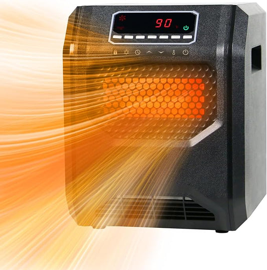 Comfort Portable Quart Infrared Heater for Indoor Use Realsmart 1500 W 3 Heating Mode LCD Display Remote Control Overheat Tip Over Protection Safe Electric Heaters for Large Rooms