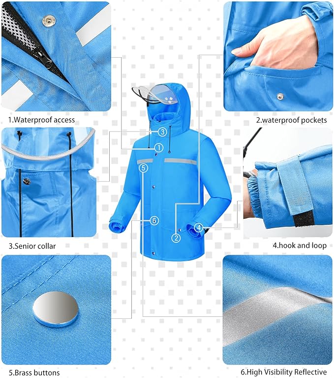 iCreek Rain Suit Waterproof Jacket and Trouser Suit Raincoat for Men and Women Outdoor All-Sport Breathable Anti-storm