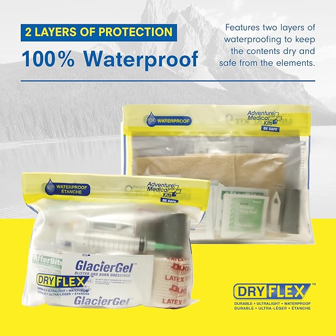 Adventure Medical Kit Ultralight/Watertight Medical Kit .9 - Up to 4 People, Up to 4 Days - Includes Bandages, Blister Essentials & More - Perfect for Hiking, Biking & Climbing