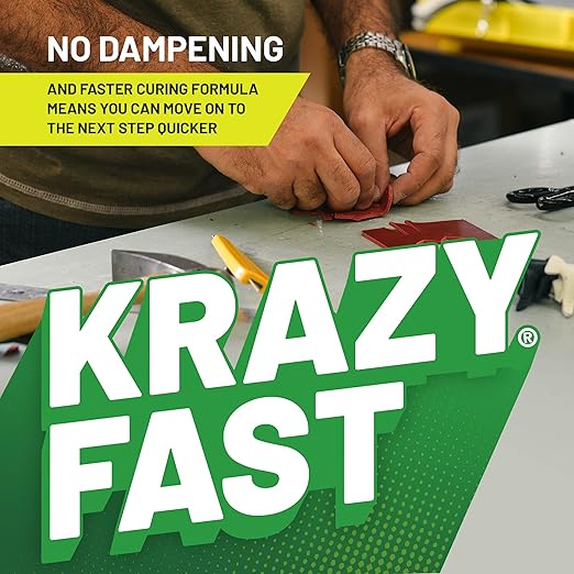 Krazy Fix Fast Waterproof Glue, Fast Curing Polyurethane Singles, Repair Adhesive for Shoe Repair, Ceramic, Plastic, Jewelry, Metal, 12 Grams (Pack of 3 x 4g mini Tubes)