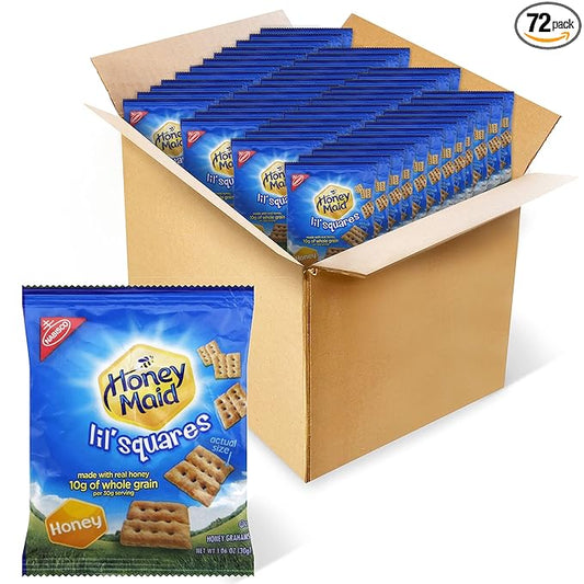 Honey Maid Lil' Squares Honey Graham Crackers, Bulk Lunch Snacks, 72 - 1.06 oz Snack Packs