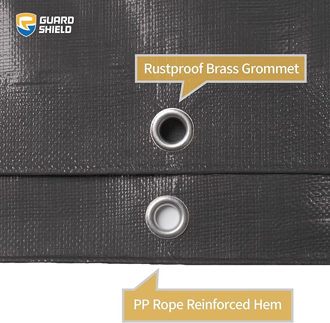 GUARD SHIELD Heavy Duty Tarp Waterproof 12x20 Feet Grey Large Outdoor Tarps Cover 12mil