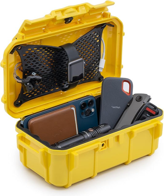 Evergreen 57 Waterproof Dry Box Protective Case - Travel Safe/Mil Spec/USA Made - for Cameras, Phones, Ammo Can, Camping, Hiking, Boating, Water Sports, Knives, & Survival (Yellow)