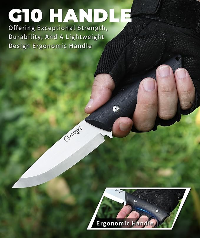 4.3-inch Fixed Blade Knife with Sheath，D2 stainless steel blade, double colour G10 handle,Outdoor Camping knives