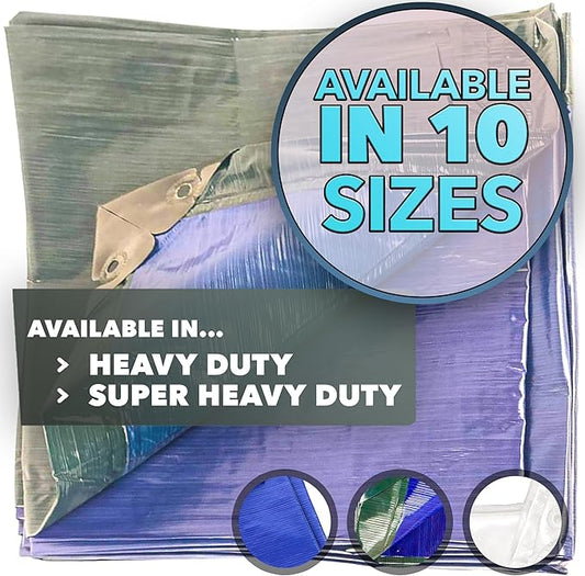QUEEN OF TARPS | 10x12 Heavy Duty Tarp Waterproof, 120 GSM is 12 MIL, UV/Tear Resistant Tarp, Camping, Outdoor Furniture, Car, Tents, Painting, Firewood Protection | 10x12, Heavy Duty