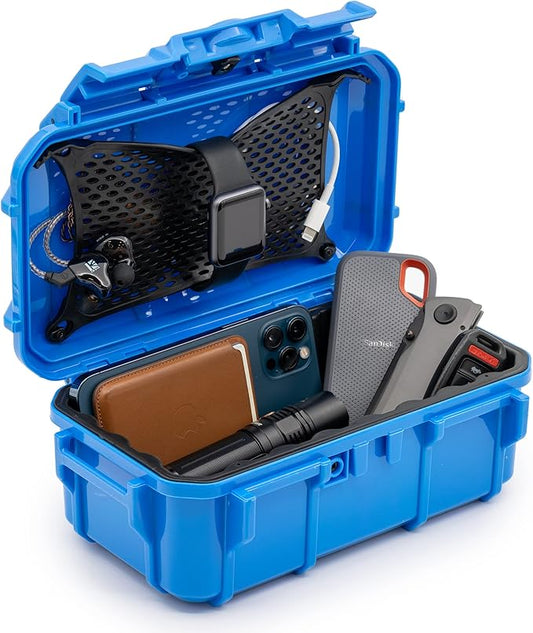 Evergreen 57 Waterproof Dry Box Protective Case - Travel Safe/Mil Spec/USA Made - for Cameras, Phones, Ammo Can, Camping, Hiking, Boating, Water Sports, Knives, & Survival (Blue)