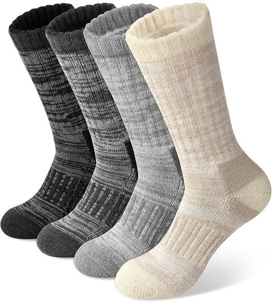 Justay 4 Pairs Merino Wool Socks for Women, Hiking Thermal Warm Winter Cozy Thick Boot Socks for Women Gifts