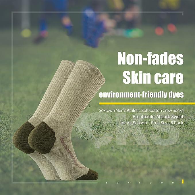 SOX TOWN Men's Merino Wool Cushion Crew Socks for Outdoor Hiking Hike Trail Performance Moisture Wicking Lightweight Summer