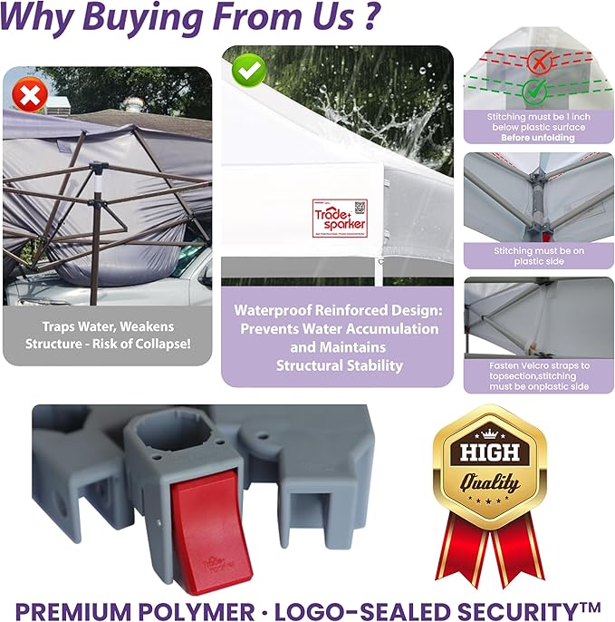 Tradesparker 10×10Pop Up Canopy Tent-Commercial Instant Shelter-Trade Show Canopies with LED Curtain & 4 Dual-Row Casters,Weight Kit for Beach,Events,Parties,Camping,Gazebo Shade,Khaki