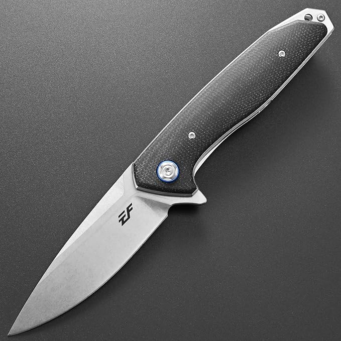Eafengrow EF972 Folding Knife, D2 Steel Blade Micarta Handle Pocket Knife Folder for Outdoor Camping Hiking Working EDC Tool Knife(Black)