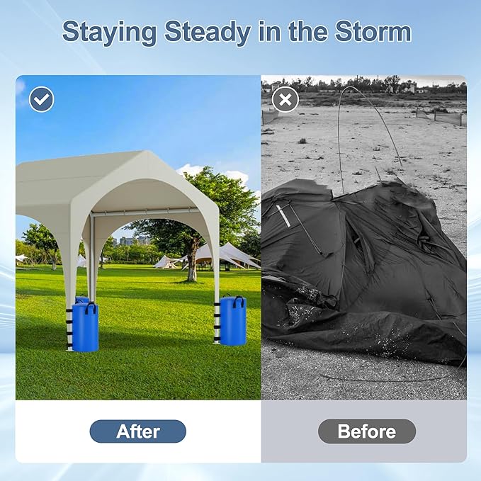 Canopy Water Weights Bag, 220 lb Canopy 4 Leg Weights Bag, Portable 25L Water Bag Windproof Fixed Water Tent Weights, for Outdoor Pop Up Tent, Canopies, Gazebo, Shelter, 4 Pack (25L Blue)