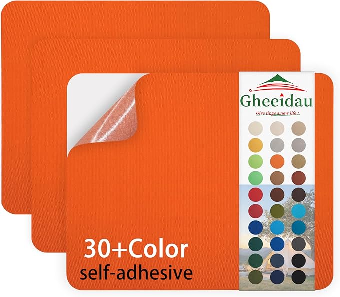 Canvas Repair Patch 9×11 Inch 3Pcs Waterproof Self-Adhesive Fabric Repair Patch for Tents,Boat Cover,Pop Up Canopy,Patio,Bags,Car Seats,Sofas,Furniture Cover(Fluro Orange)