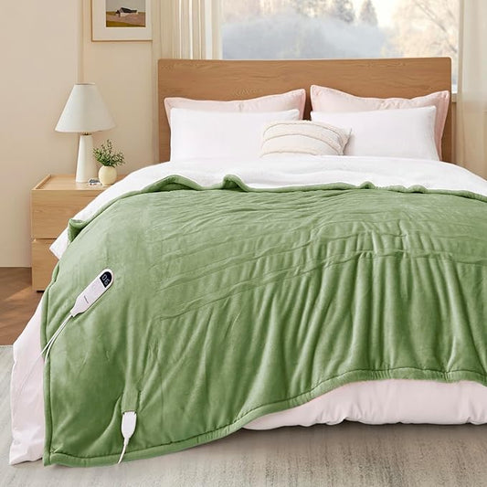Bedsure Electric Blanket Twin - Soft Flannel Heated Blanket Twin Size, GentleSoft™ Fast Heating with 10 Time Settings & 6 Heat Settings, Warm Gift for Grandma (62x84 inches, Sage Green)
