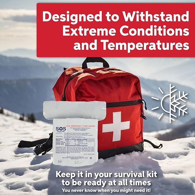 SOS Food Lab Emergency Food Bar - 3600 Calorie Ration (5 Pack Shortbread Cookie) - 3 Day/72 Hour Ready to Eat Supply for Camping, Hiking, Disaster Preparedness - 5 Year Shelf Life Energy Survival Food