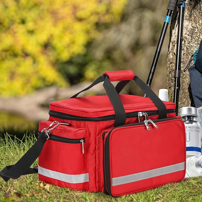 Medical Empty Bag First Aid Bag Emergency Responder Trauma Bag Empty, Professional First Aid Kits Storage Medical Bag with Inner Dividers and No-Scratch Bottom,Trauma Bag for Home Health Nurse Bag