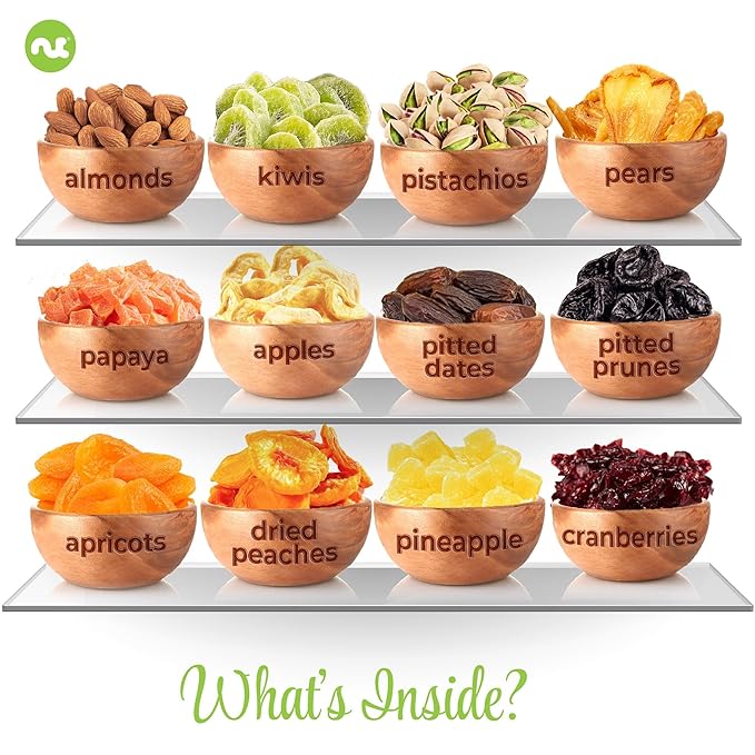 NUT CRAVINGS - Diwali Sweets Hamper Rosh Hashana & Shana Tova Dried Fruit & Mixed Nuts Gift Basket in White Gold Box (12 Assortments) Food Arrangement, Healthy Snack Care Package, Food Assortments