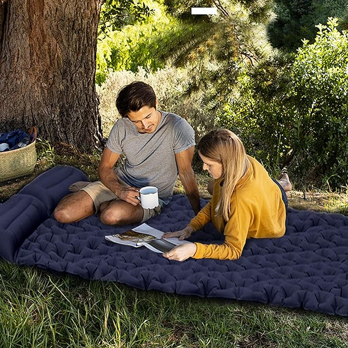 Ergocar Camping Sleeping Pad, Thick Inflatable Sleeping Pad with Pillow, Built-in Pump, Lightweight Camping Inflatable Mattress with Waterproof Nylon Fabric, Suitable for Camping, Backpacking, Hiking