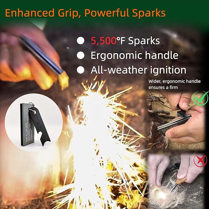Survival Fire Starter Kit - Ferro Rod & Magnesium Fire Starter Compact Stove with Flint and Steel to Firestarter Fireplace Pit for Outdoor Camping Bushcraft Hiking Emergency Gadgets