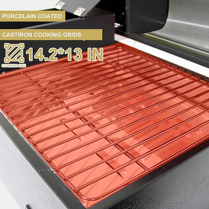 Portable Pellet Grill, Pellet Smoker with Digital Control, LED Screen, Meat Probe,for Outdoor Camping & Backpacking - Lightweight, Stainless Steel - Perfect for Hiking, RV, Red