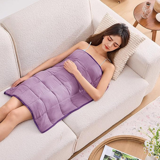 Purple Weighted Lap Blanket for Adults 5lbs, 24"x29" Cooling Heavy Blanket, Portable Travel Weighted Blankets, Soft Small Blankets for Sleeping