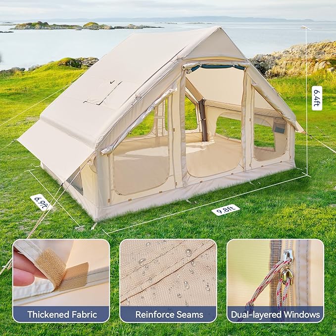Inflatable Blow Up Tents for Camping,Waterproof Oxford Hot Tent with Manual Pump,Spacious Easy Setup Inflatable Camping Air Tent for Family Glamping
