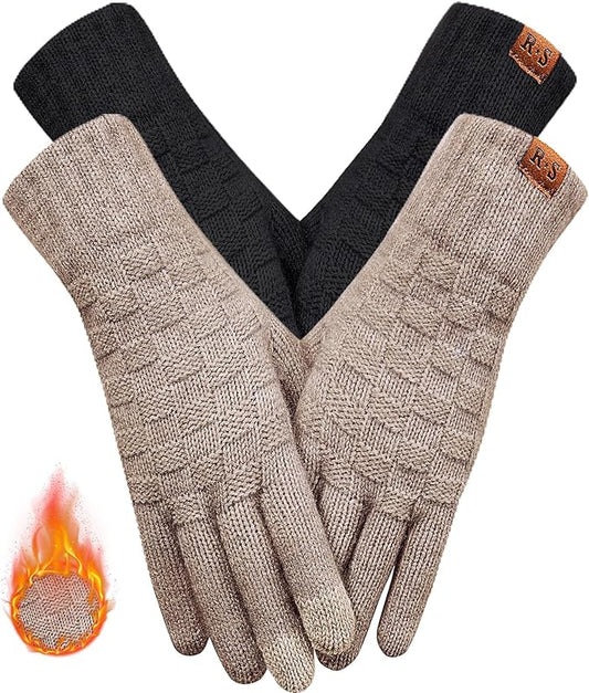 REACH STAR Winter Gloves for Women-Upgraded Touch Screen Elastic Thermal Knit Lining Warm Gloves for Cold Weather
