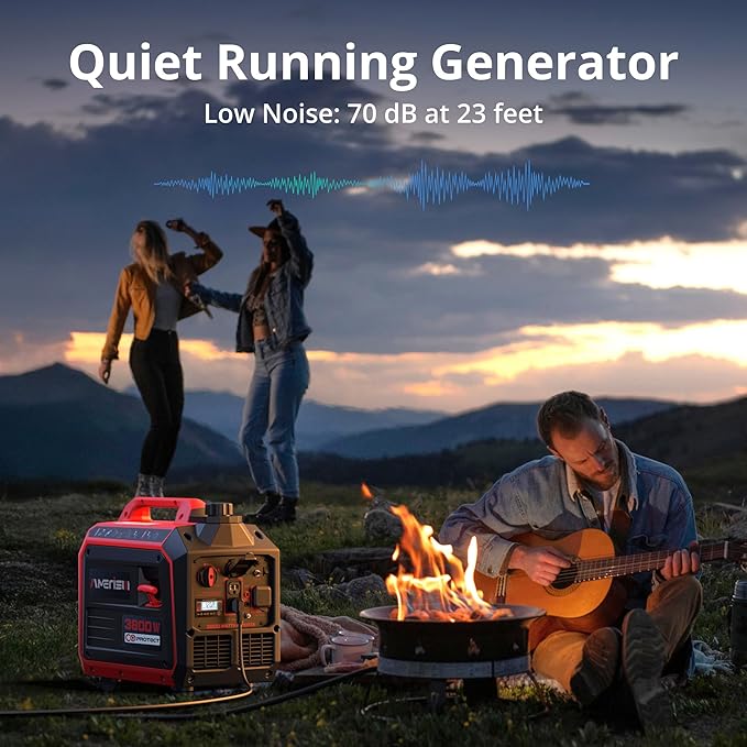 3800W Portable Inverter Generator for Home Use, Gas Powered Generator Super Quiet with CO Sensor ECO Mode EPA Compliant, Parallel Capable Long Run Time for Camping Tailgating Emergency Use
