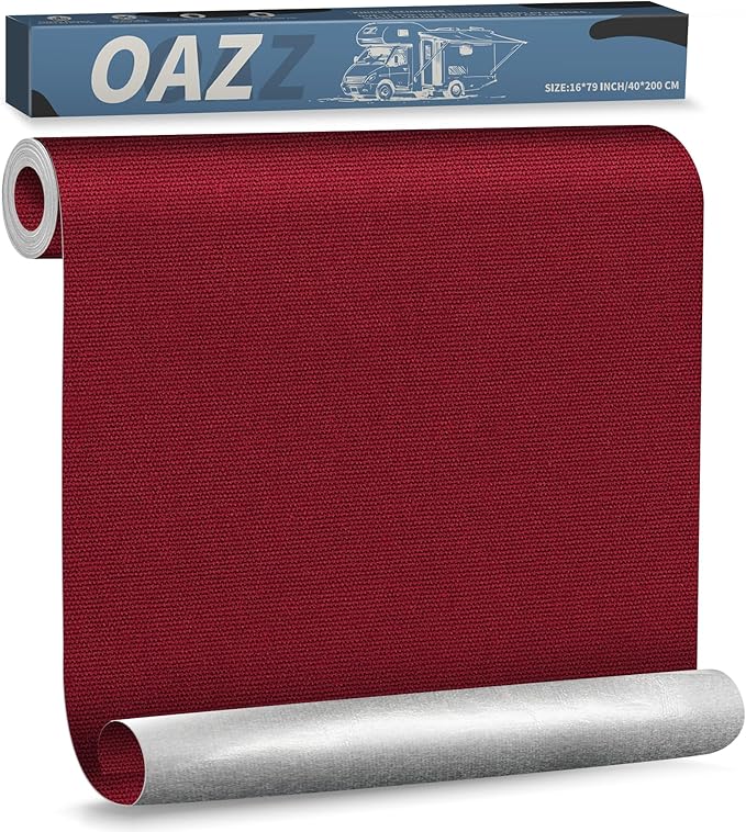 OAZ 16 x 79 inch Canvas Fabric Patch - Self-Adhesive Waterproof Repair Patch Kit for Boat Cover, Sofa, Chair, Couch, Tent, Bag (Burgundy)