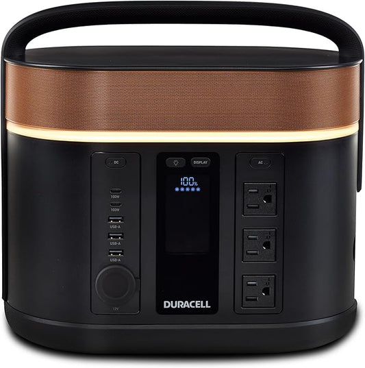 Duracell G800 Portable Power Station – Backup Power for Camping, Home, Emergency Use – 800W Lithium-Ion Battery, AC Outlets, USB-A & USB-C Ports, Solar Powered Capability (Panel Sold Separately)