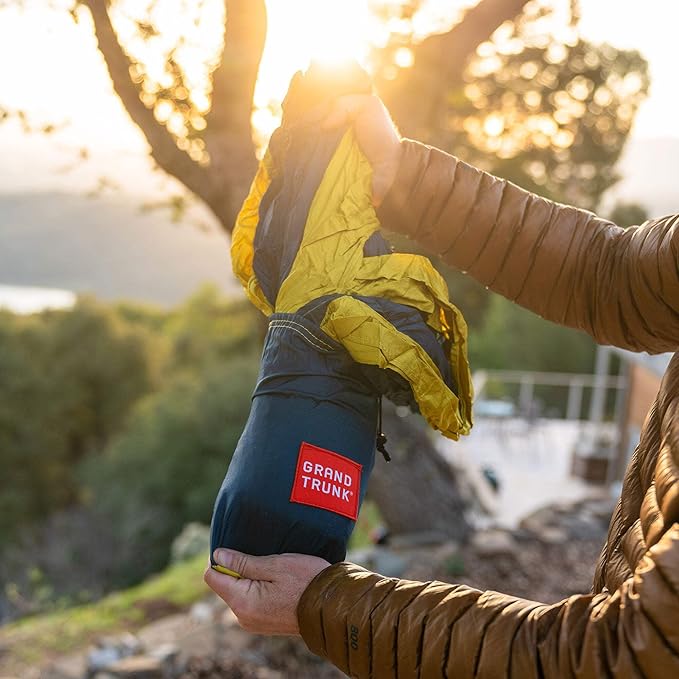 Grand Trunk Double Deluxe Parachute Nylon Hammock - 500lb Capacity Camping Hammock, 10.5x6.5ft, Lightweight & Durable (Navy/Light Blue)