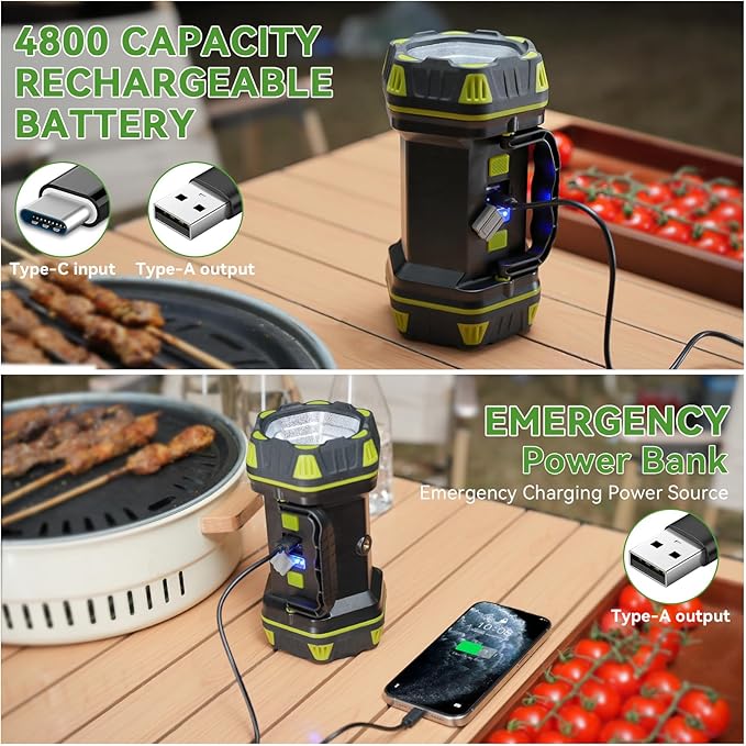 AlpsWolf 2 Pack Camping Lantern Rechargeable, LED Camping Flashlight, 4800 Capacity, 8 Modes Portable Camping Light for Emergency, Hurricane,Hiking, Power Outages, Camping Essentials