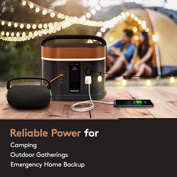 Duracell G800 Portable Power Station – Backup Power for Camping, Home, Emergency Use – 800W Lithium-Ion Battery, AC Outlets, USB-A & USB-C Ports, Solar Powered Capability (Panel Sold Separately)