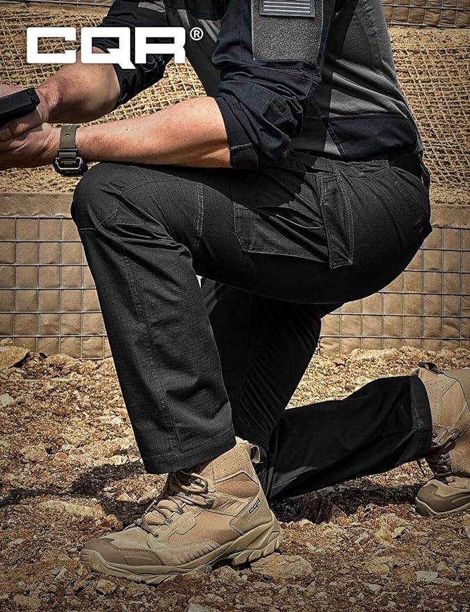 CQR Men's Tactical Pants, Water Resistant Ripstop Cargo Pants, Lightweight EDC Work Hiking Pants, Outdoor Apparel